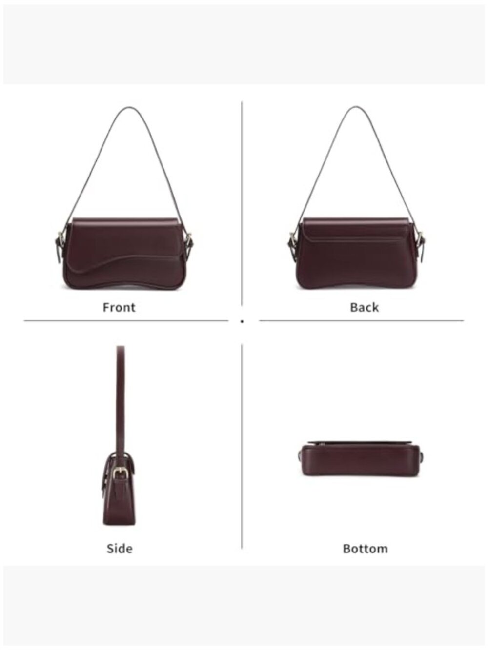 Vegan Leather Crossbody Bag with Adjustable Straps, Compact Hobo Purse - Picture 4 of 6